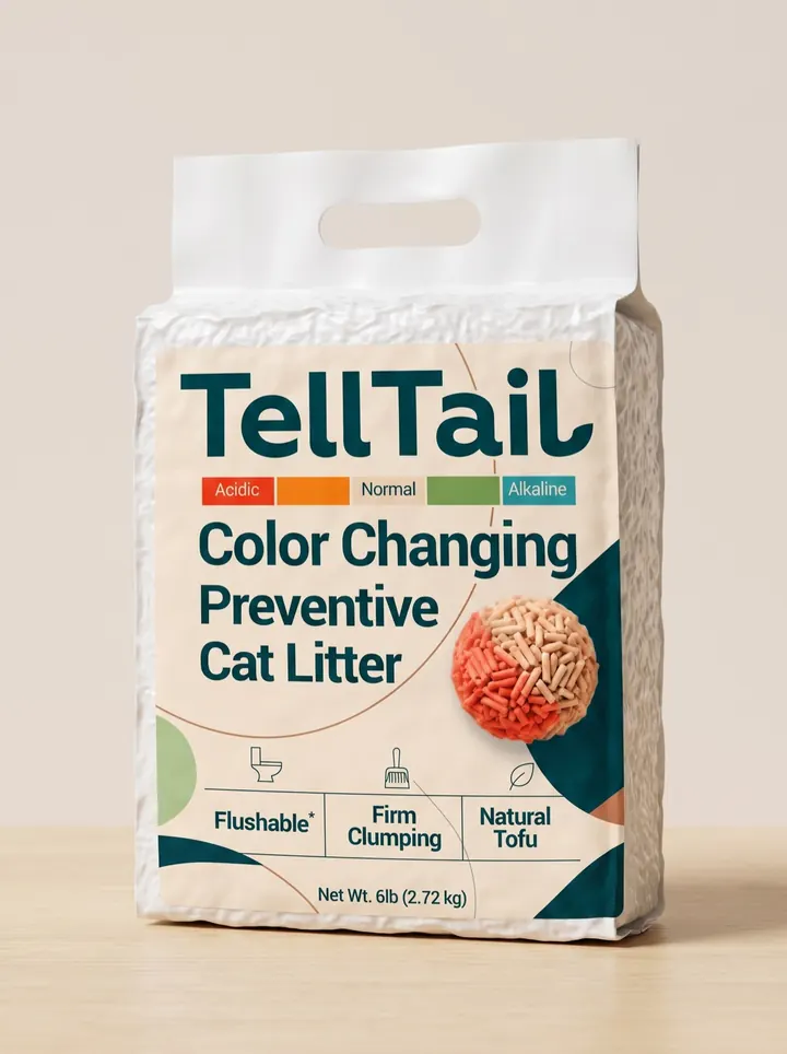 TellTail Color Changing Preventive Cat Litter — 6 lb (2.72 kg) natural tofu stand-up pouch